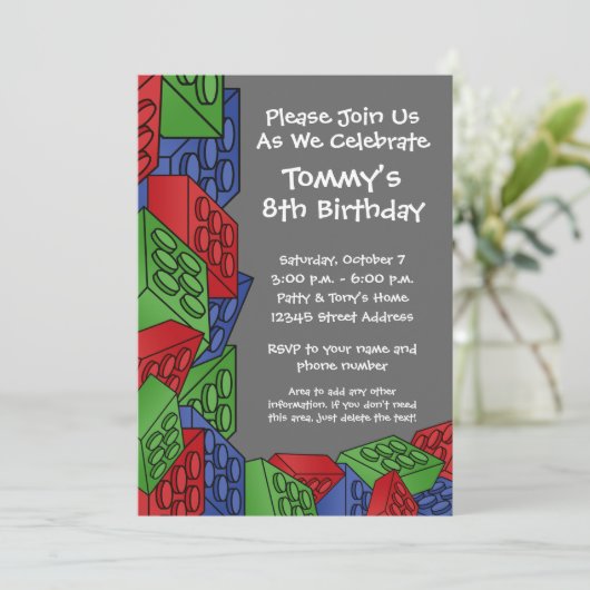 Patroon - Kinder bouwstenen van Birthday Party Kaart (Staand voorkant)