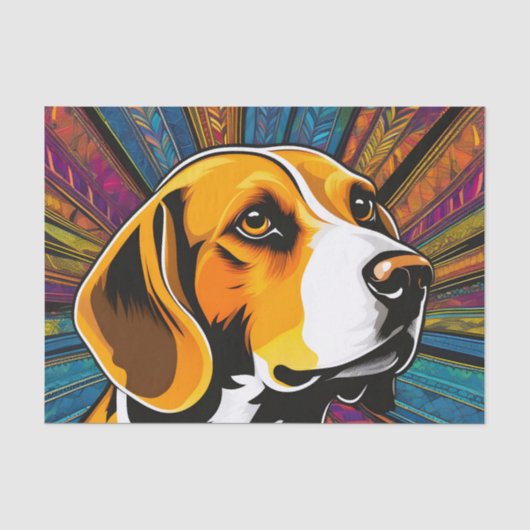 Patroon Kleurrijke Beagle Tissuepapier (Voorkant)