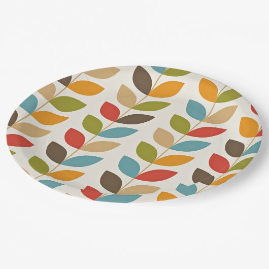 patroon kleurrijke grafische bladeren papieren bordje (Gekanteld)