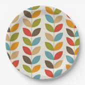 patroon kleurrijke grafische bladeren papieren bordje (Voorkant)