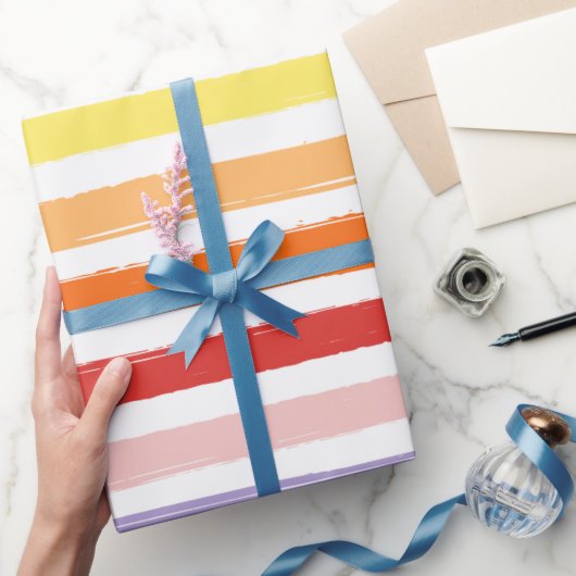Patroon kleurrijke regenboogstrips cadeaupapier (Geschenken)
