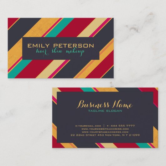 Patroon kleurrijke Retro Stripes Visitekaartje (Voorkant / Achterkant)