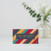 Patroon kleurrijke Retro Stripes Visitekaartje (Staand voorkant)