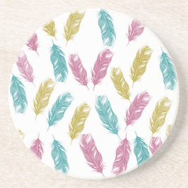 patroon kleurrijke veren zandsteen onderzetter