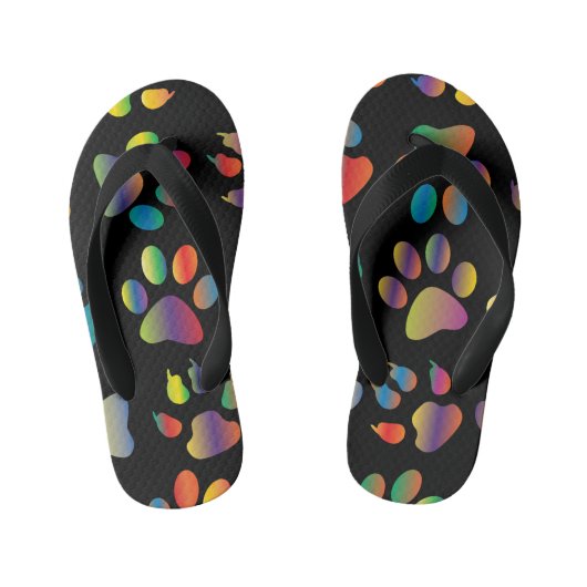 Patroon kleurrijke verfprinters (zwart) kinder teenslippers (Voetbed)