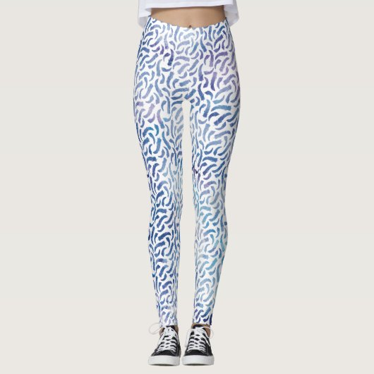 Patroon lavender en Blue Waterverf Feathers Leggings (Voorkant)
