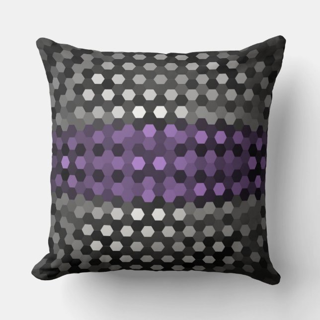 Patroon lavender en grijze hexagons kussen (Voorkant)