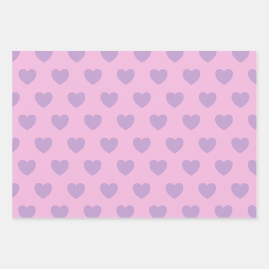 Patroon lavender en roze harten inpakpapier vel (Voorkant 2)