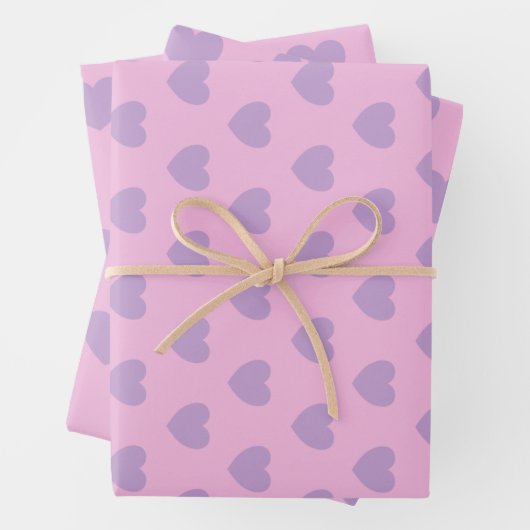 Patroon lavender en roze harten inpakpapier vel (In situ)