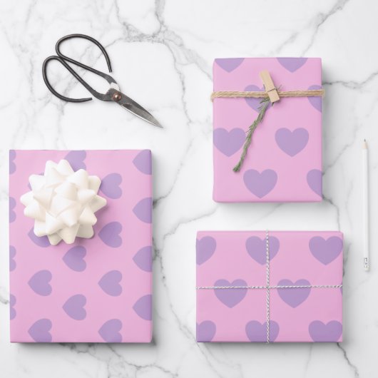 Patroon lavender en roze harten inpakpapier vel (Voorkant)