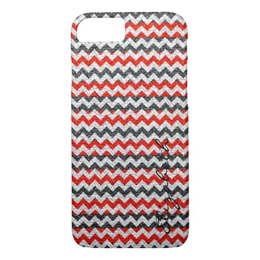 Patroon lederen rode Chevron Stripes Case-Mate iPhone Case (Achterkant)