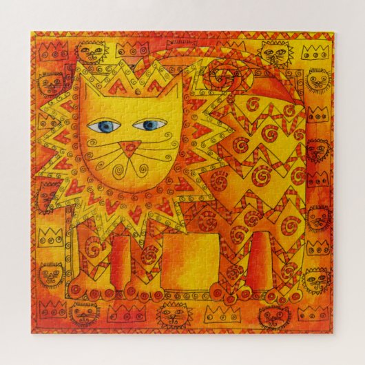 Patroon Lion aquarel illustratie Legpuzzel (Horizontaal)