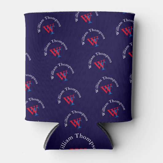 Patroon logo monogram - gepersonaliseerd rood & bl blikjeskoeler (Voorkant)