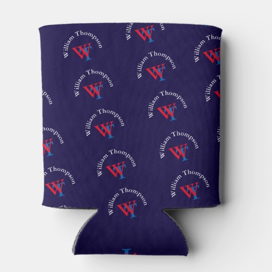 Patroon logo monogram - gepersonaliseerd rood & bl blikjeskoeler (Achterkant)