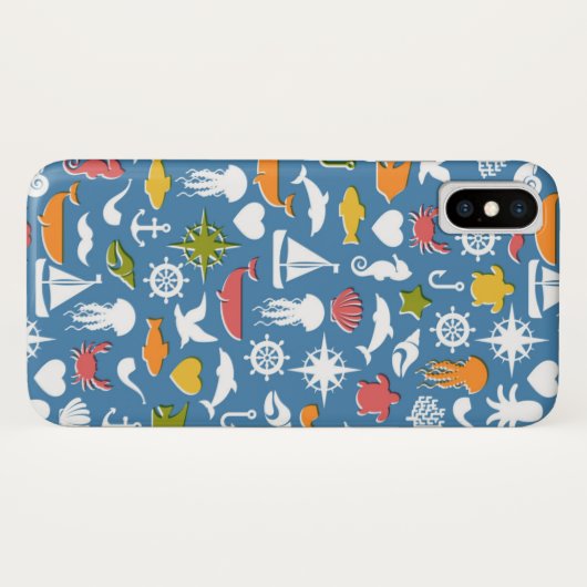 Patroon mariene symbolen Case-Mate iPhone case (Achterkant (horizontaal))