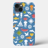 Patroon mariene symbolen Case-Mate iPhone case (Achterkant)