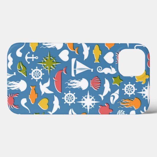 Patroon mariene symbolen Case-Mate iPhone case (Achterkant (horizontaal))