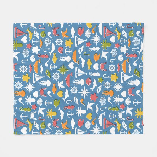 Patroon mariene symbolen fleece deken (Voorkant (Horizontaal))