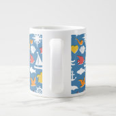 Patroon mariene symbolen grote koffiekop (Achterkant)