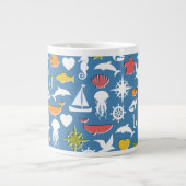 Patroon mariene symbolen grote koffiekop (Voorkant)