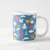 Patroon mariene symbolen grote koffiekop (Rechts)