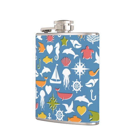 Patroon mariene symbolen heupfles (Links)