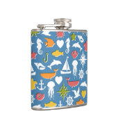 Patroon mariene symbolen heupfles (Rechts)