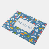 Patroon mariene symbolen | Jouw namen toevoegen Deurmat (Schuin)