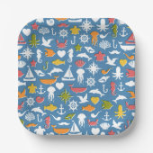 Patroon mariene symbolen papieren bordje (Voorkant)