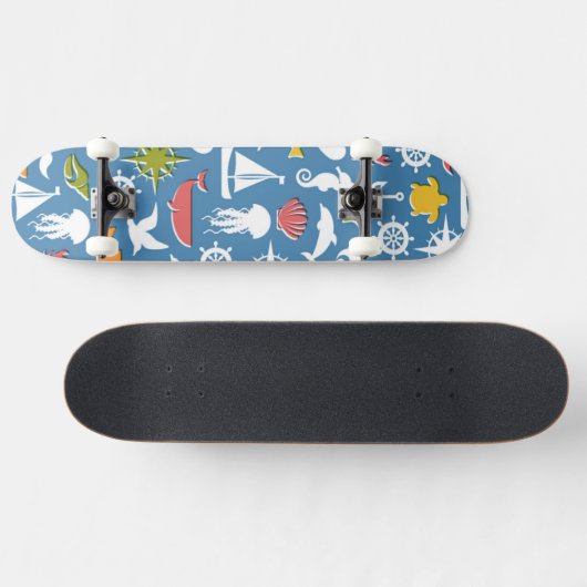 Patroon mariene symbolen persoonlijk skateboard (Horizontaal)