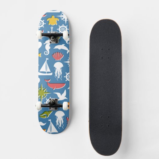 Patroon mariene symbolen persoonlijk skateboard (Voorkant)
