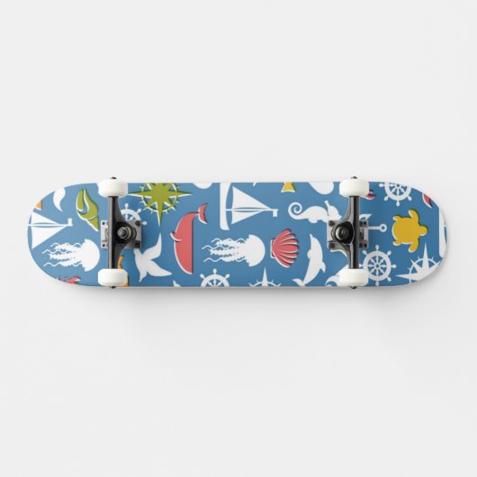 Patroon mariene symbolen persoonlijk skateboard (Horizontaal)
