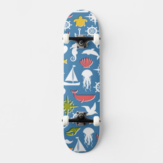 Patroon mariene symbolen persoonlijk skateboard (Voorkant)