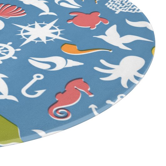 Patroon mariene symbolen snijplank (Hoek)