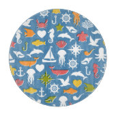 Patroon mariene symbolen snijplank (Voorkant)