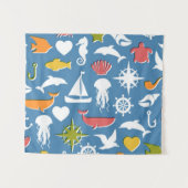 Patroon mariene symbolen wandkleed (Voorkant (horizontaal))