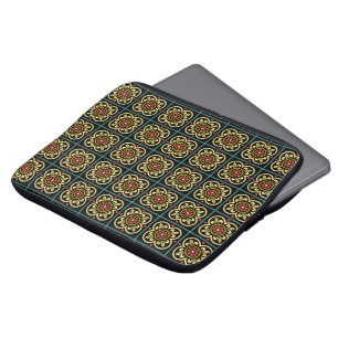  patroon medieval rode gele bloem laptop sleeve