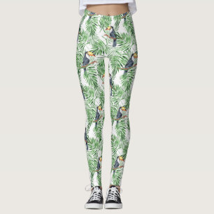 Patroon met aanraakpalmbladeren en groene palmblad leggings