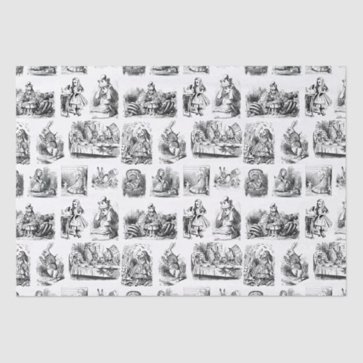 Patroon met Alice's avonturen in Wonderland Tissuepapier (Voorkant)