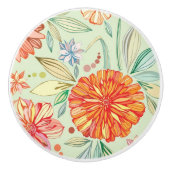 Patroon met asters keramische knop (Voorkant)