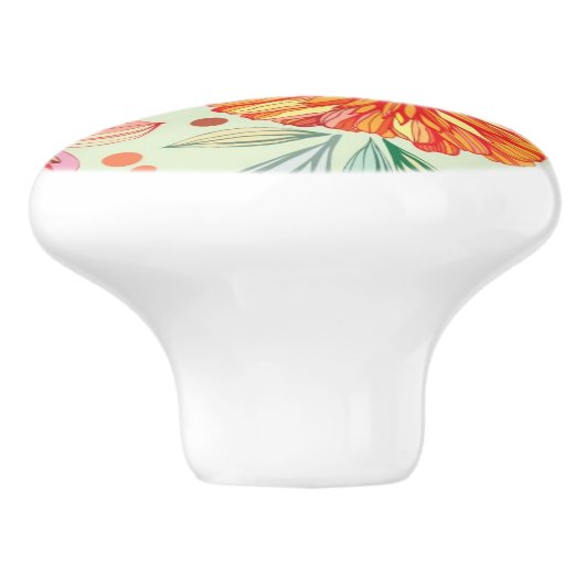 Patroon met asters keramische knop (Zijkant)