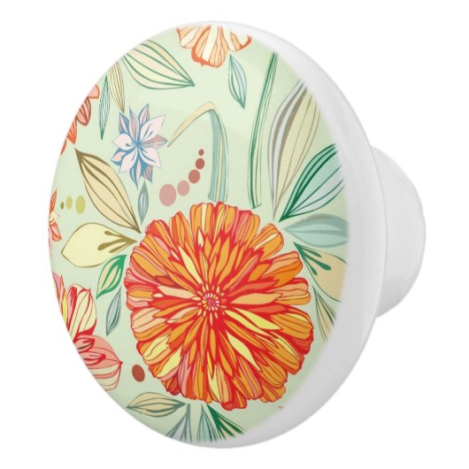 Patroon met asters keramische knop (Rechts)