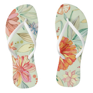 Patroon met asters teenslippers