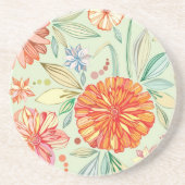 Patroon met asters zandsteen onderzetter (Voorkant)