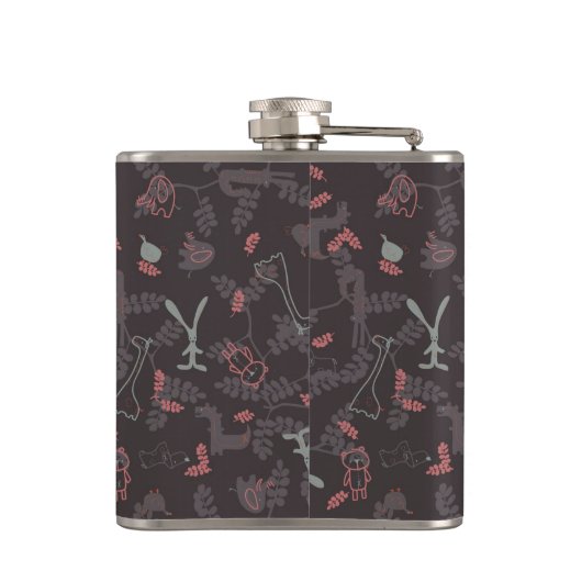 patroon met babydieren 1 heupfles (Achterkant)