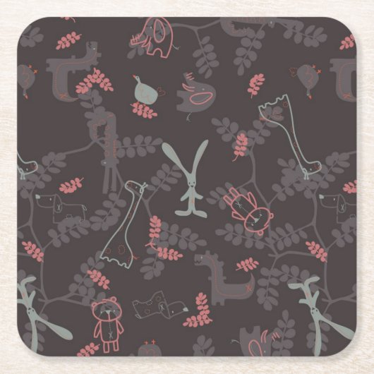 patroon met babydieren 1 kartonnen onderzetters (Voorkant)