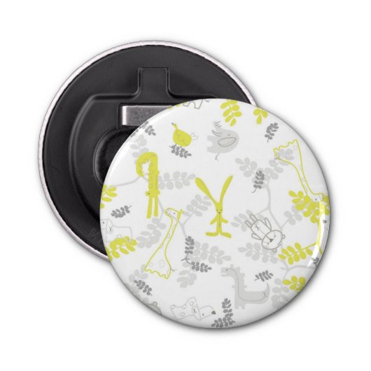 patroon met babydieren 2 button flesopener (Voorkant)