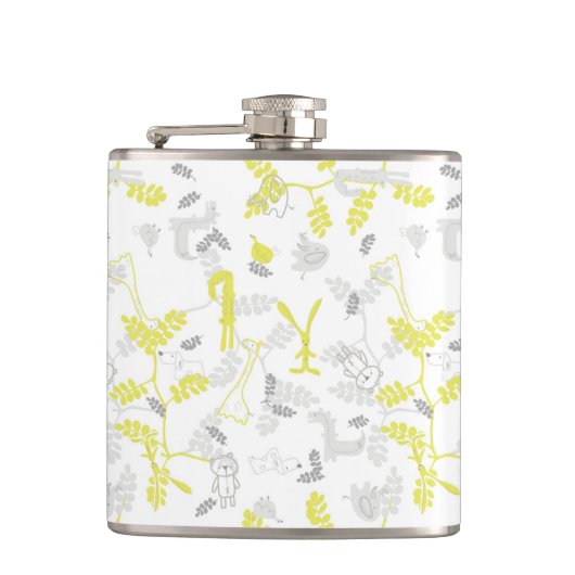 patroon met babydieren 2 heupfles (Voorkant)