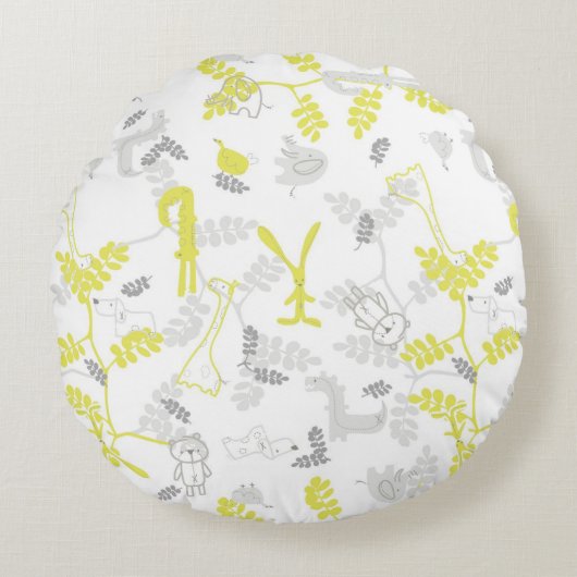 patroon met babydieren 2 rond kussen (Voorkant)