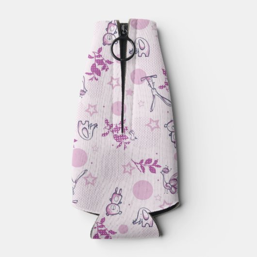 patroon met  babydieren flesjeskoeler (Achterkant)